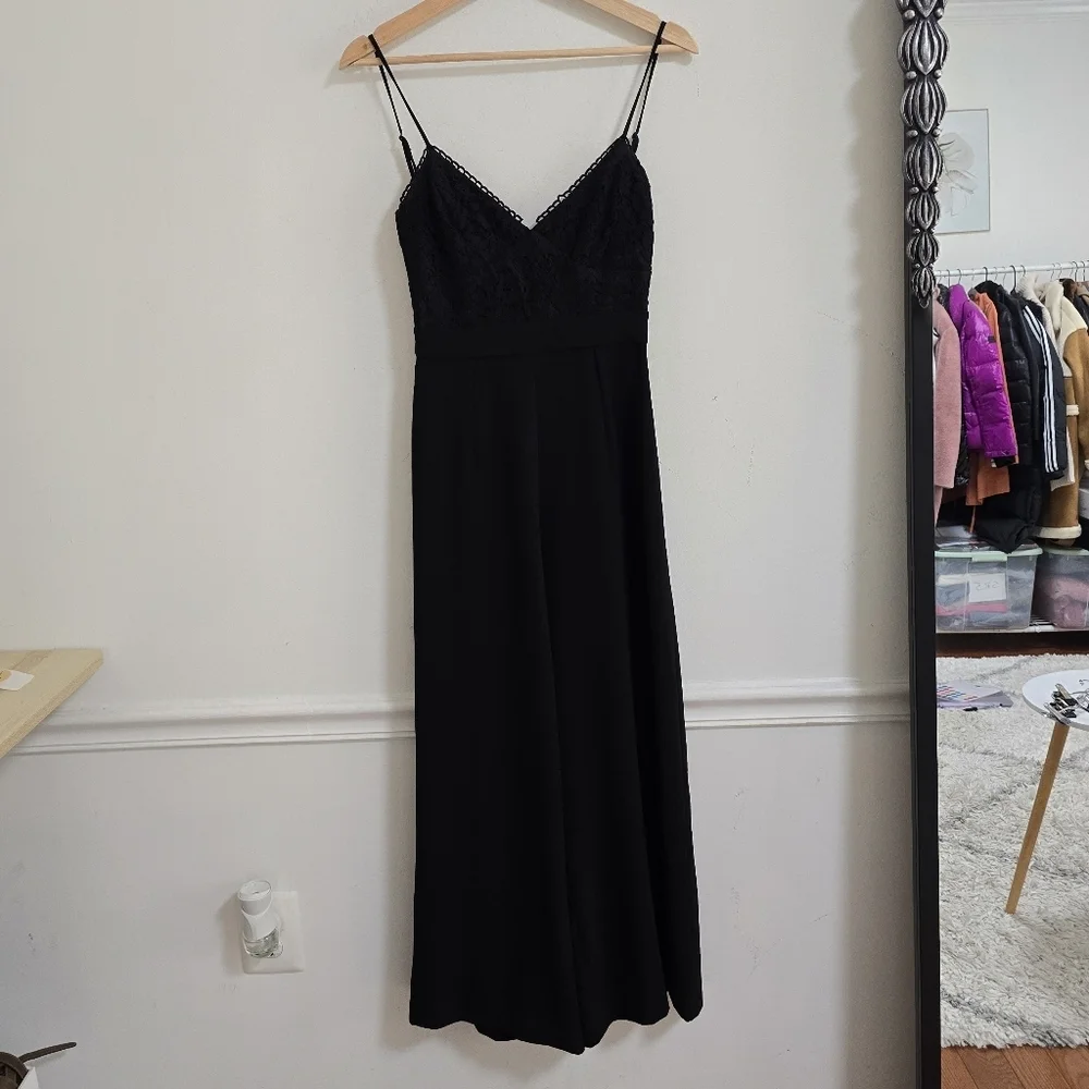 Wayf black lace bodice wide leg jumpsuit - Picture 7 of 12